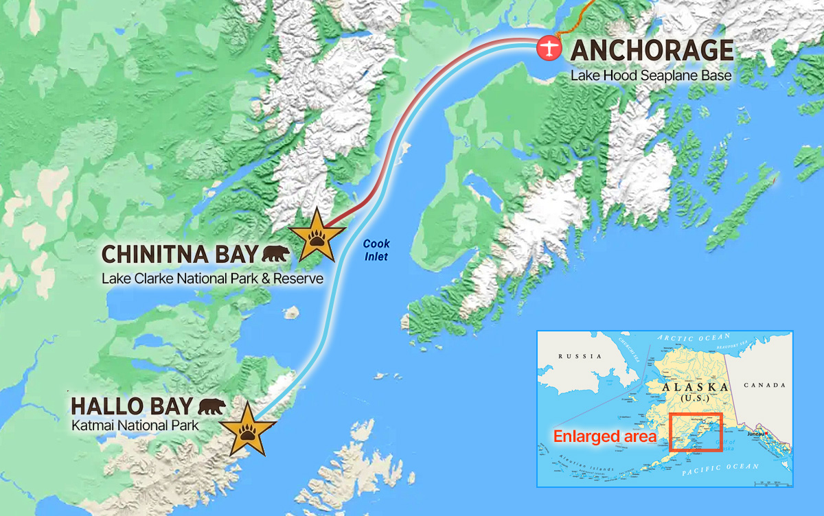 Rosey Air Bear Viewing Locations and Route map